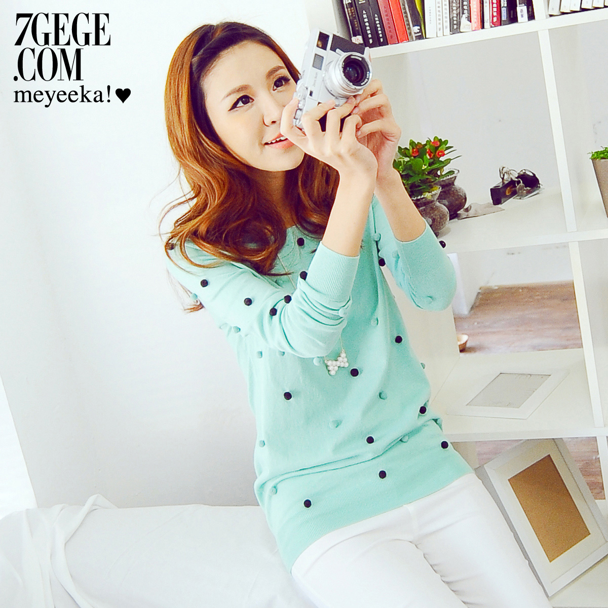 Honey card slim beading hair ball sweet sweater pullover sweater women's 12km023012f