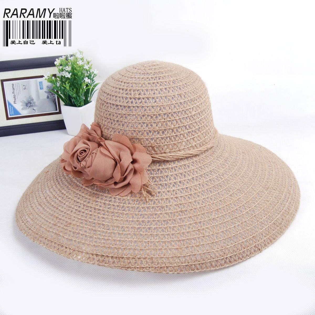 Honey flower big strawhat summer women's hat big beach cap fashion vintage sun-shading large brim hat