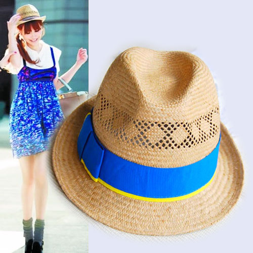 Honey in the summer hat off to lovers braid straw hat fashion fedoras female male jazz hat roll-up hem strawhat