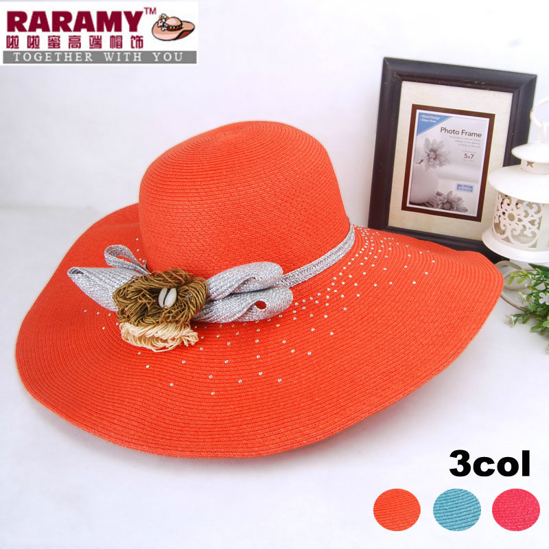 Honey large along the strawhat anti-uv sun-shading hat women's sunscreen beach cap straw braid sun hat