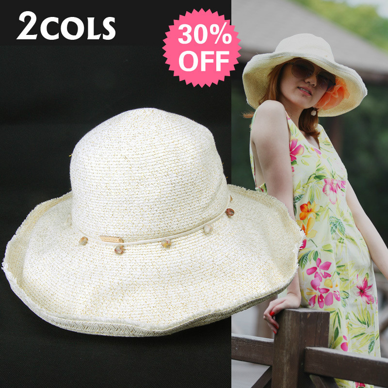 Honey roll-up folding hem strawhat fashion strawhat summer big beach cap anti-uv sun hat female