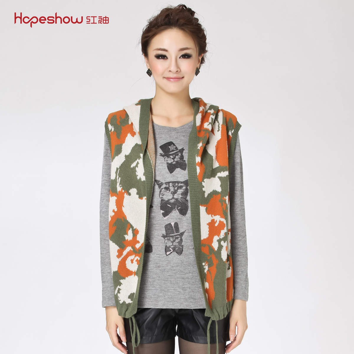 Hospitably women's fashionable casual sleeveless knitted vest hw201613