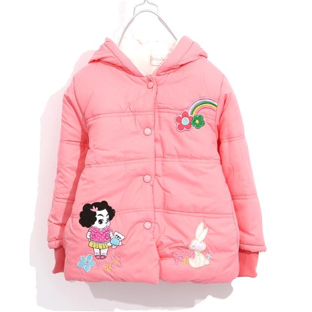 HOT 2012 autumn and winter children with a hood clip velvet cotton-padded jacket female winter child wadded jacket FREE SHIPPING