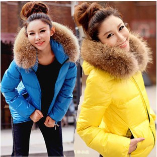 Hot!!!2012 Fashion Women's New Cotton-padded Coat Candy Han Style Thicken With Fur Collars Quilted Jacket 4 Color,Free Shipping