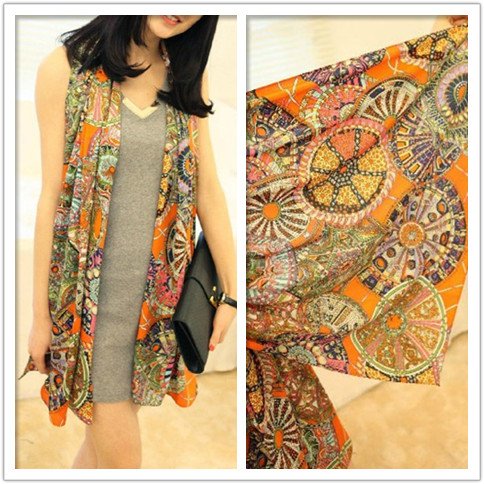 Hot 2012 Women Vintage Style Scarf Silky Touching Fashion Scarf with Colorful Pattern 160*72cm Royal scarf shawl Wholesale