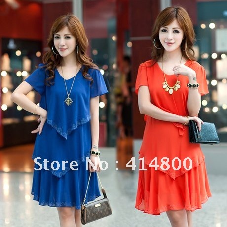 HOT! 2013 fashion Large Korean short-sleeved loose dress cake free shipping