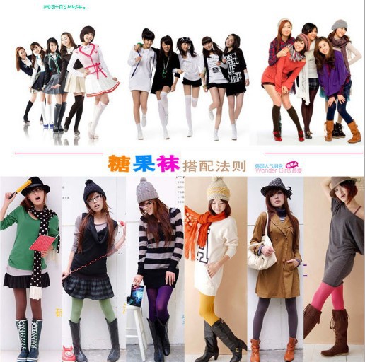 Hot 2013 New Style Candy Color Winter Fashion Slim Foot Tights Pantyhose Warmers Leggings Women Stockings