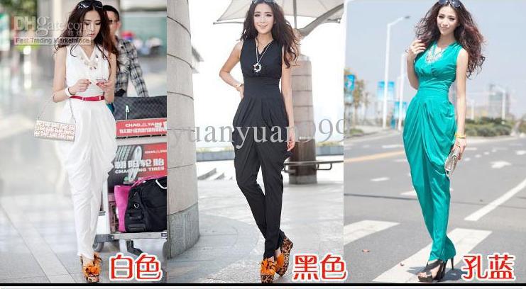 Hot 2013 summer new women fold waist Harlan vest piece pants jumpsuit