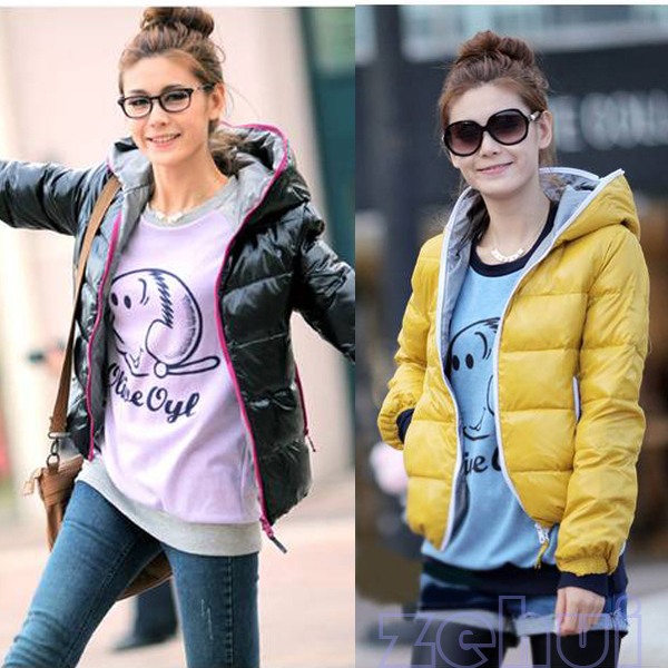 HOT 4 COLORS Women's Outwear Winter Warm Hoodie Zip Up Down Jacket Coat New  HR001