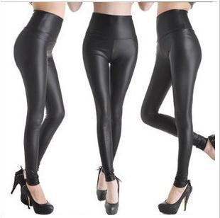 Hot Capris Nine Pants A High Waist Imitation Leather Leggings Slim Was Thin Pencil Pants 10 Piece