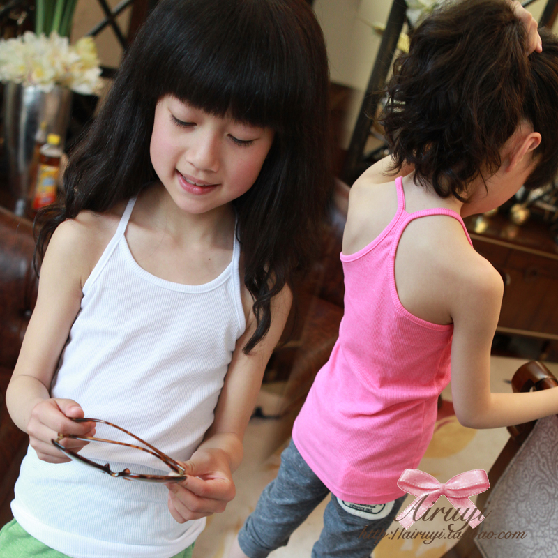Hot Children's clothing girls clothing baby child 2013 spring 100% all-match cotton tank basic t Free Shipping