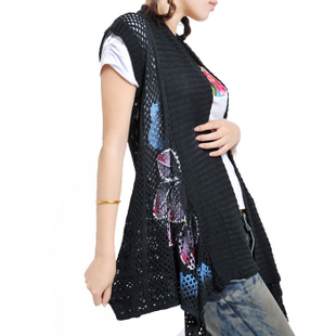 HOT Cutout knitted air conditioning service sweet needle hook flower sweater cardigan women's free shipping
