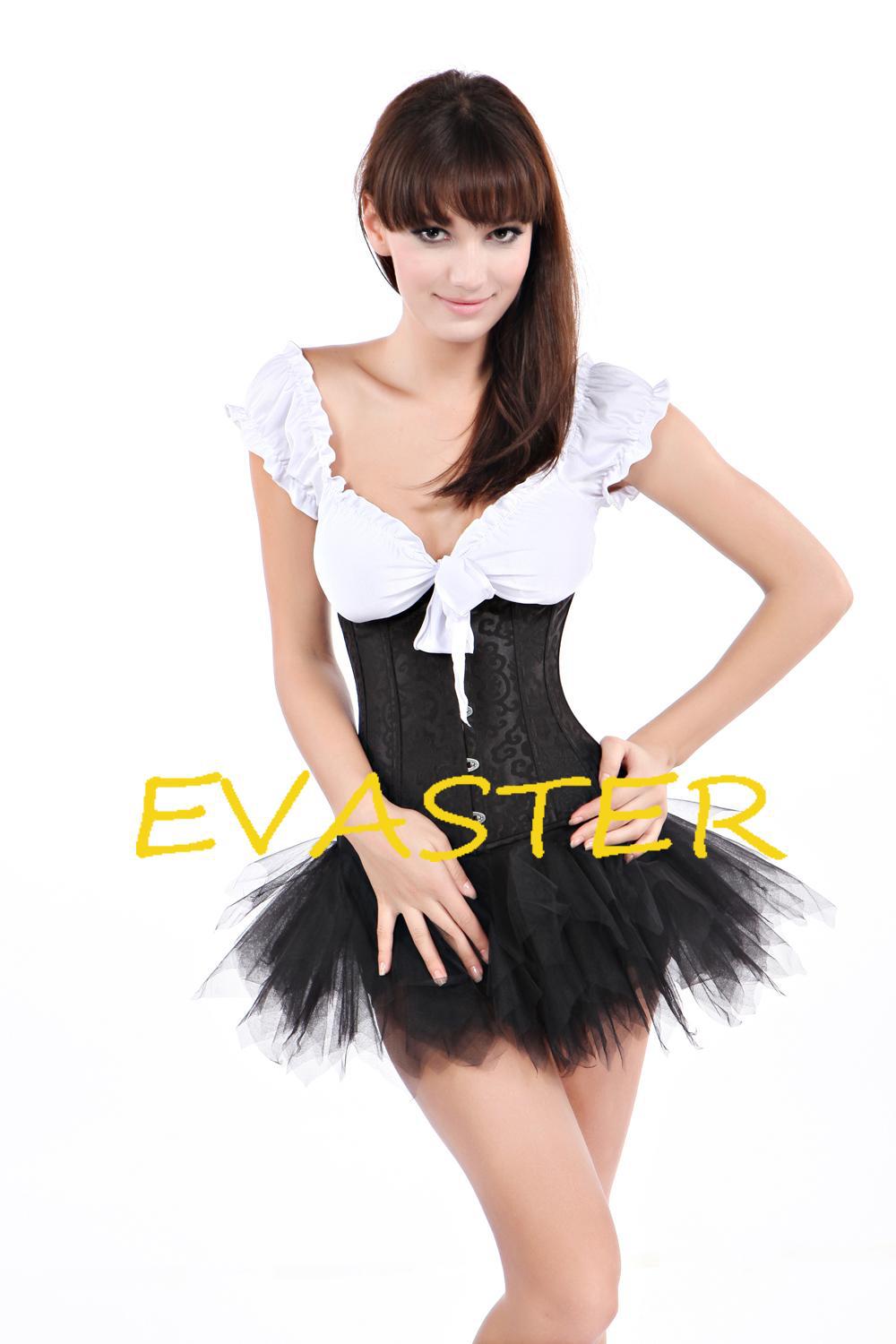 hot design cheap Floral Brocade underbust corsets women with petticoat