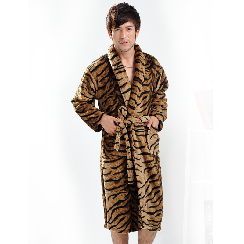 Hot!Domineering the tiger stripes Coral velvet robe bathrobes men's pajamas home service