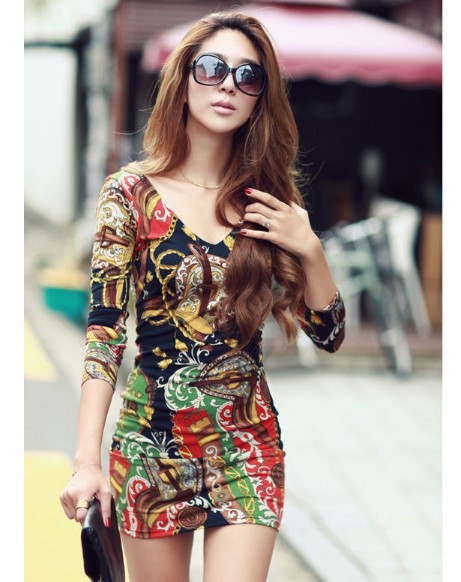 HOT dropship best selling elegant women mini dresses fashion night club V-neck designed dancing dress club wears 1 color D0081