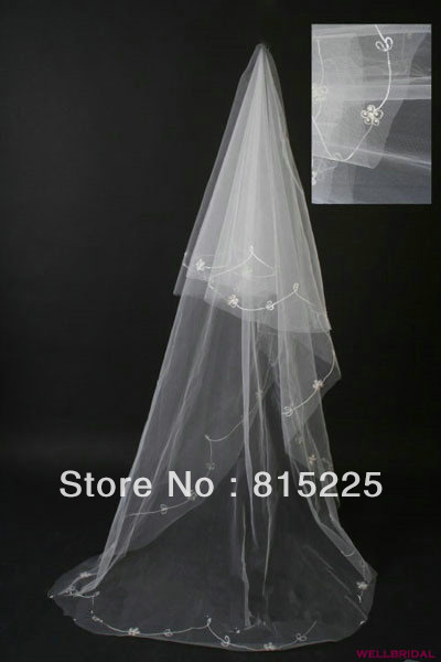 Hot Fascinating Floor Length Veils Bridal Veil Wedding Accessories Bridal Decoration Applique Multi Layer Tulle Fabric