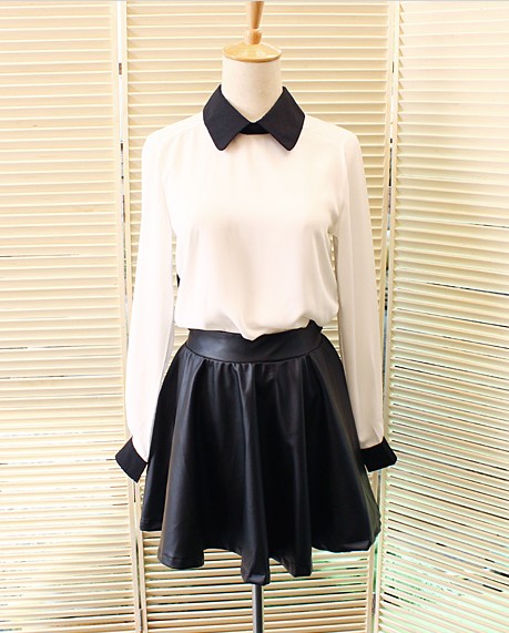 Hot fashion elegant elastic waist PU expansion skirt fluffy short skirt leather skirt bust skirt