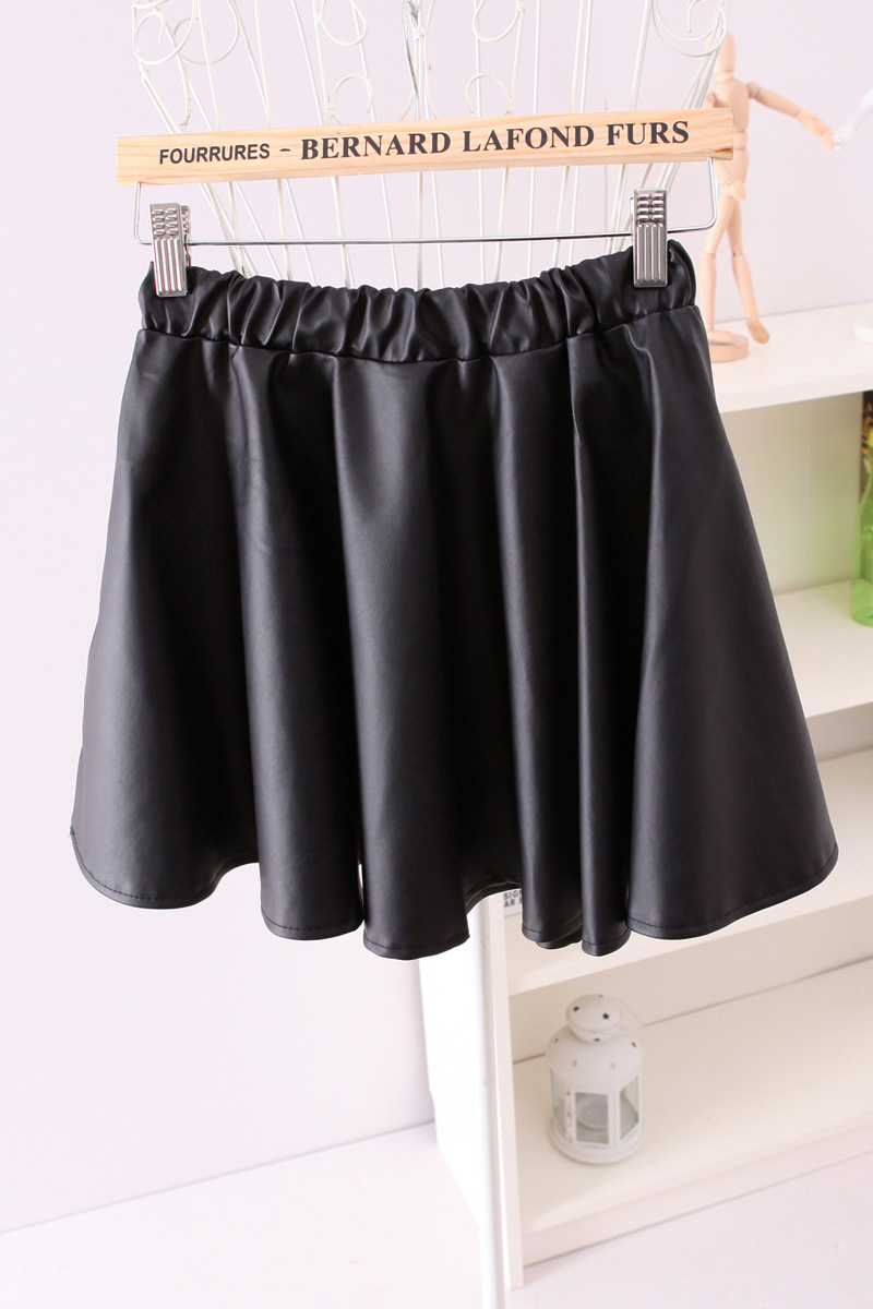 Hot fashion elegant elastic waist PU expansion skirt fluffy short skirt leather skirt bust skirt