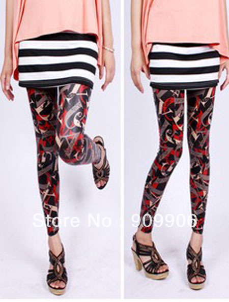 Hot! Fashion leggings !2013 Punk Faux Leather black  Letter Printed Stretch Tight  Leggings Pants free shipping