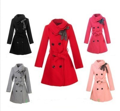 Hot Fashion sell Women's Woolen Warm Winter Long Coat Jacket Trench Slim Fit