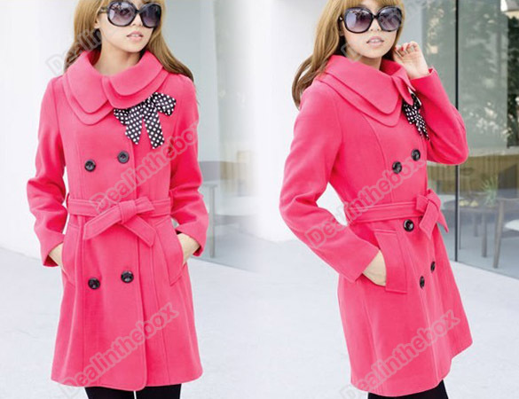 Hot Fashion sell Women's Woolen Warm Winter Long Coat Jacket Trench Slim Fit