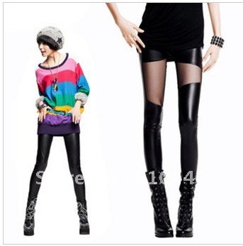 Hot! fashion women artificial leather+cotton leggings /sexy lady leggings pants / ladies' leggings/Dropshipping/Wholesale