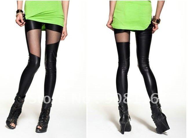 Hot! fashion women artificial leather+cotton leggings /sexy lady leggings pants / ladies' leggings/Dropshipping/Wholesale/X215