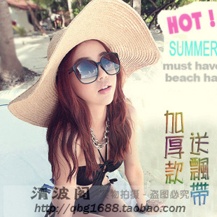 Hot Fashion Women's Foldable Wide Large Brim Floppy Summer Beach Sun Straw Hat Cap