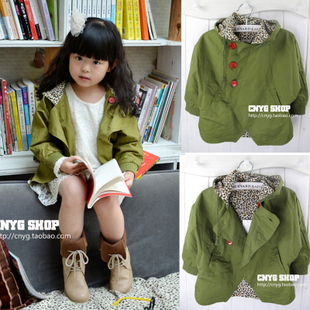 Hot Female child clothing baby autumn long-sleeve  trench outerwear apiece Free Shipping