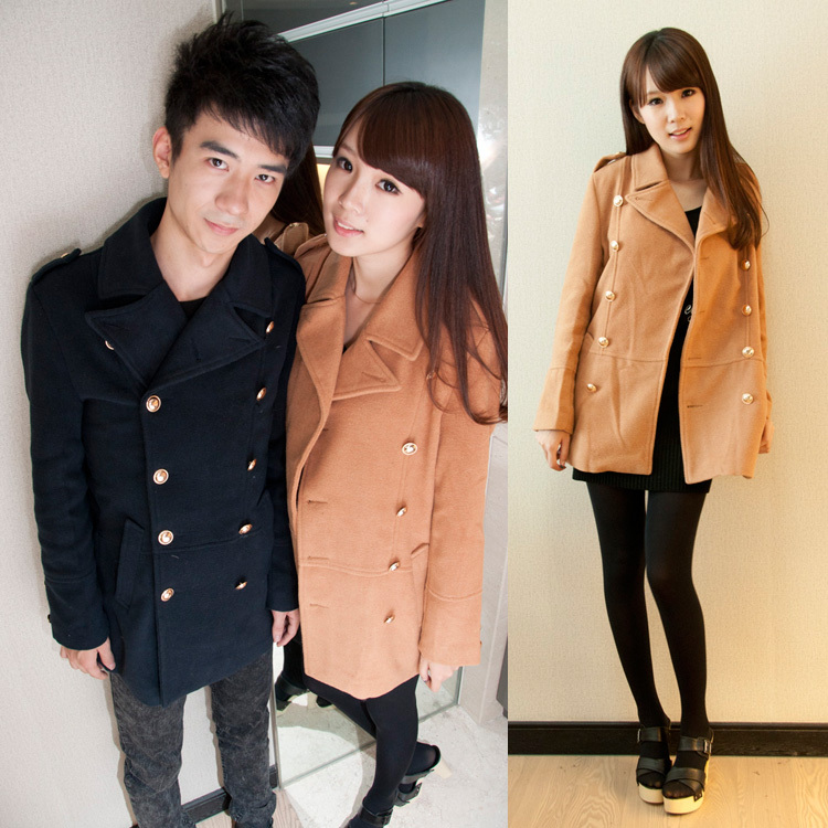 HOT  FREE SHIPING Winter lovers quality wool thickening lovers trench double breasted kersey q13 p110