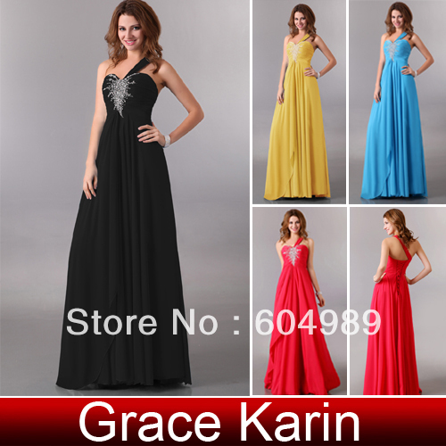 Hot! Free Shipping 1pc Grace Karin Stunning Designer One shoulder Wedding Bride Guest Evening Dress Gown CL3120