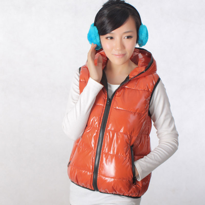 hot + free shipping 2012 autumn and winter new arrival down cotton vest female lovers cotton vest hooded vest plus size