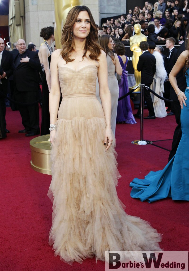 Hot! Free shipping 2012 Kristen Wiig Oscar Tulle Sweetheart A-line Party Dress Guaranteed 100%