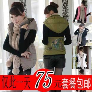 hot + free shipping 2012 women's cotton vest autumn and winter outerwear sleeveless short design wadded jacket