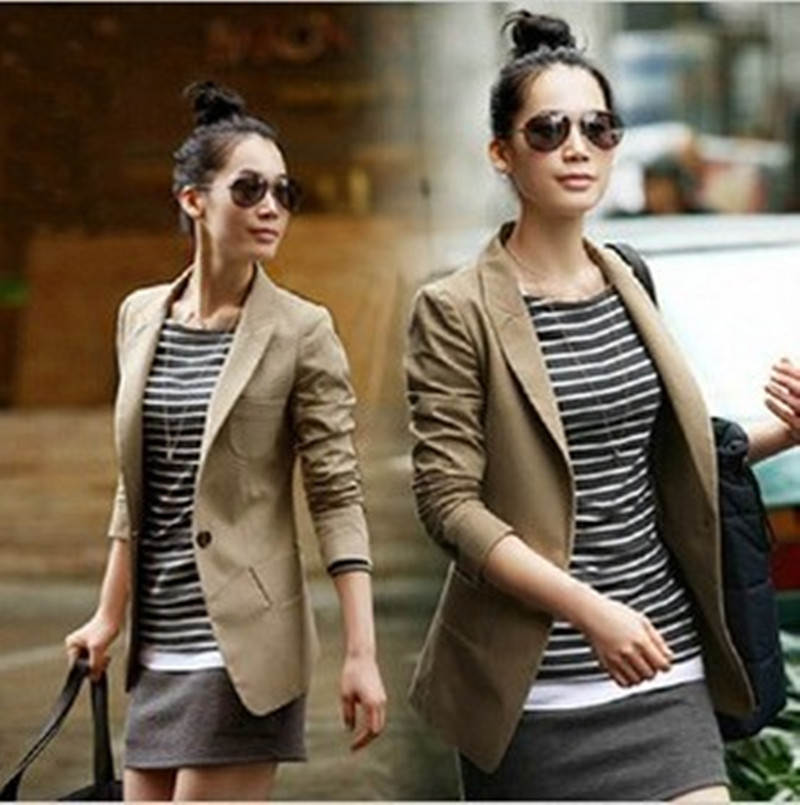 hot free shipping 2012 women's spring and autumn outerwear one button plus size slim turn-down collar blazer outerwear