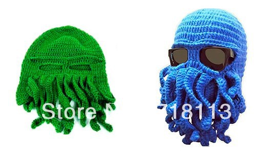 HOT Free shipping 2013 Fashion novelty handmade knitting wool octopus unisex hat free shipping