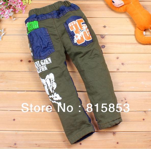 Hot free shipping cotton kids jeans pants boys trousers winter warm