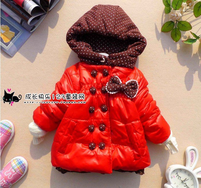 HOT,free shipping . kid's clothes Children's Clothing,Girls coat,lace cotton winter coat Thick Outerwear red pink yellow