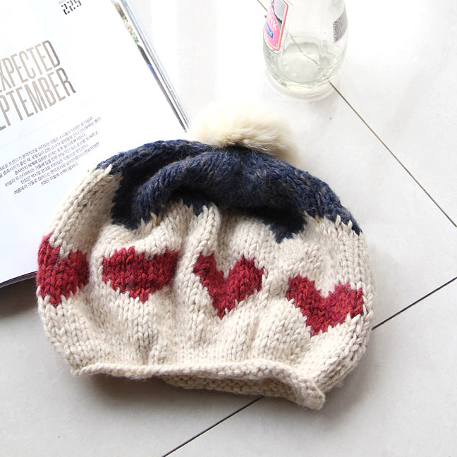 Hot Free shipping Korean Style 2012 rabbit fur ball sweet knitted hat