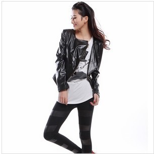 Hot  & free shipping Leather patchwork 170 ankle length legging
