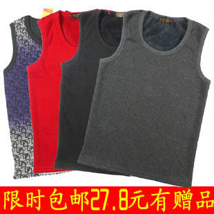 hot + free shipping Male chromophous fashion plus velvet thickening thermal vest thermal underwear thermal vest