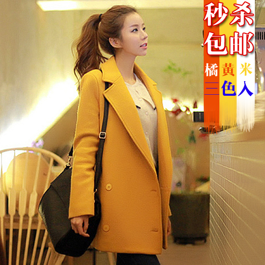 hot free shipping Woolen suit jacket female medium-long double breasted wool coat plus size woolen overcoat