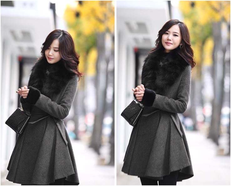 Hot geninue leather coat fashion fur turn-down collar women's long witner jacket coat  h260