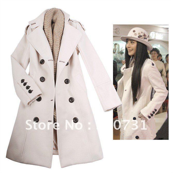 Hot Hot+New Arrival 2012 Women Brand New Double Breasted Trench Coat &jacket/Ladies Long Slim Fit Wool Coat Jackets ME185400