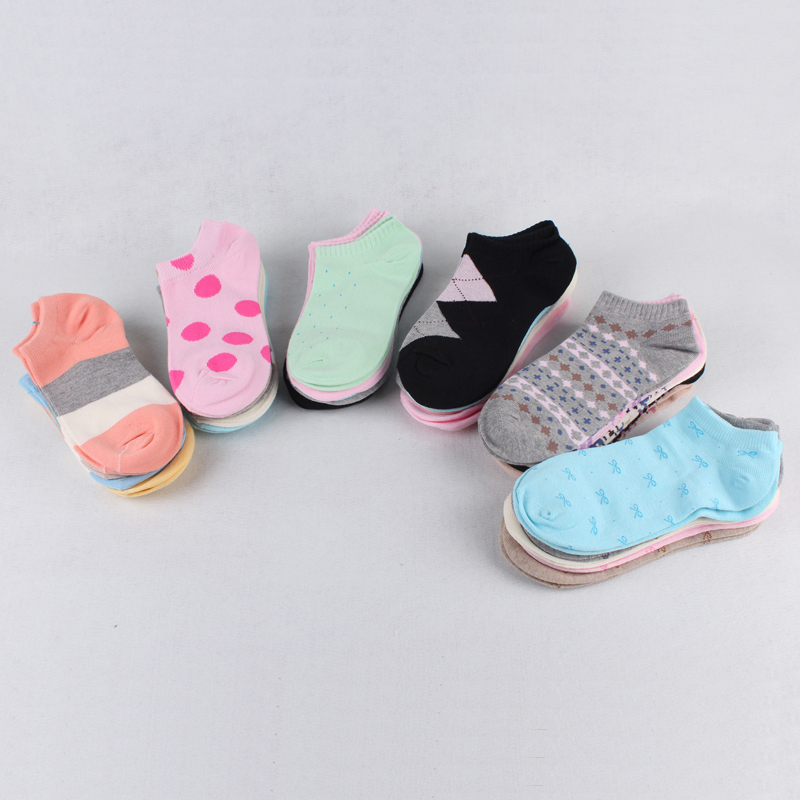 HOT japanese style cute sock slippers for spring and summer, polka dot, plaid color, cotton socks