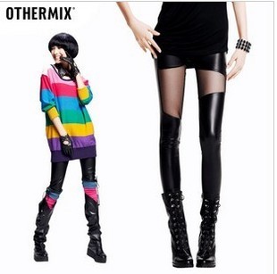 HOT!Jeggings Perspective Imitation Leather Cultivate Morality Show Thin
