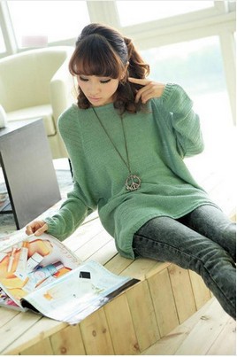 HOT!!Ladies Batwing Round Neck Knitted Pullover Jumper Casual Loose Long Sweater