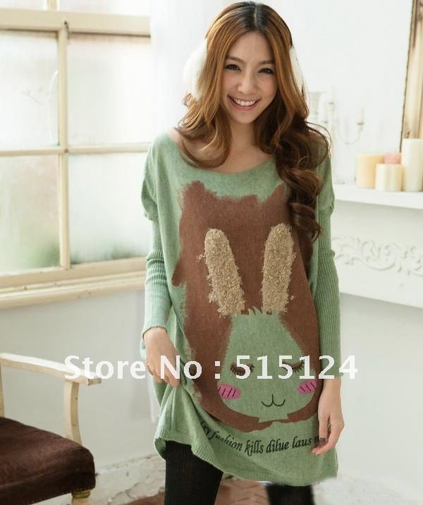 Hot Maternity Tops Cute Rabbit Maternity Sweater Knit Shirt Pregnant Women Tops Bat Sleeve Maternity