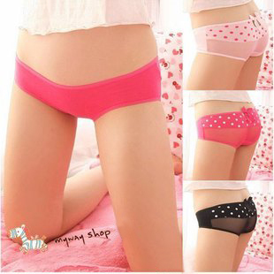 hot multicolor briefs dot pattern transparent yarn underwear sexy bowknot panties women underpants free shipping promotion