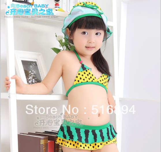 Hot New 2013 Summer Wholesale Children's Swimswear Girls Watermelon Swimsuit 3 pcs per set 5 sets/ lot Bikini Free shipping